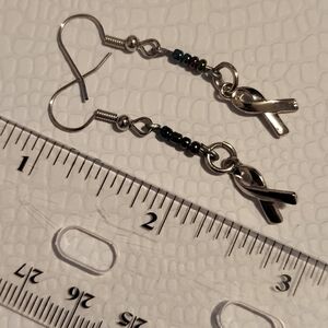 Silver Beaded Drop Earrings